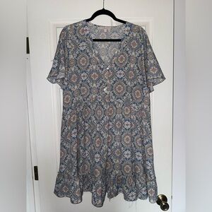 Boutique Floral Blue Mini Dress